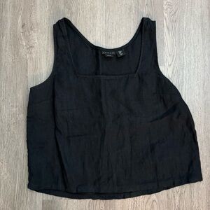 Tahari Linen Round Neck Sleeveless Pullover Tank